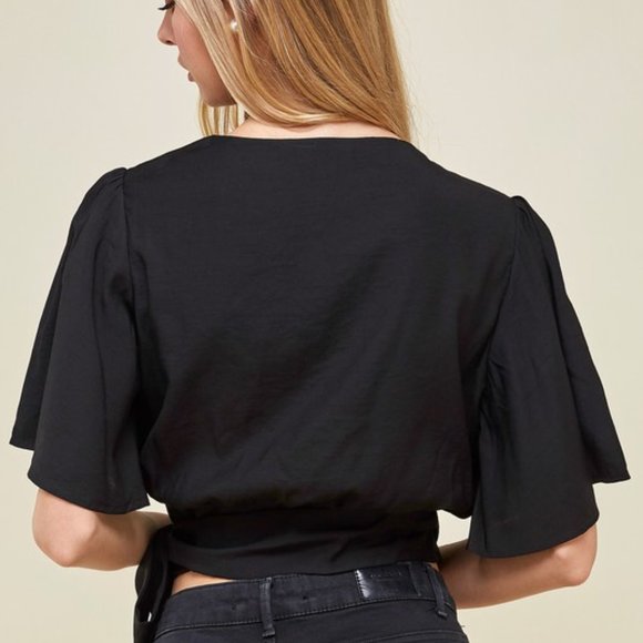 Mila Wrap Cropped Tie Blouse - Picture 6 of 6